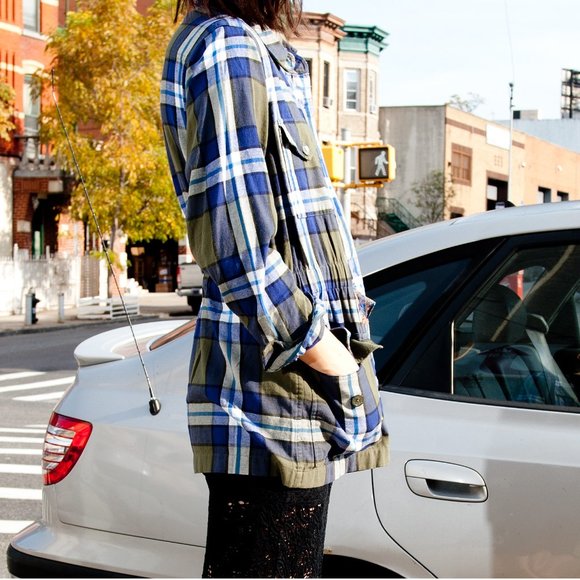 NWT EQUIPMENT Green Plaid Military Style Button Down Cotton Jacket Size M $298 - Picture 8 of 12